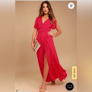 Lulus Much Obliged Red Wrap Maxi Dress